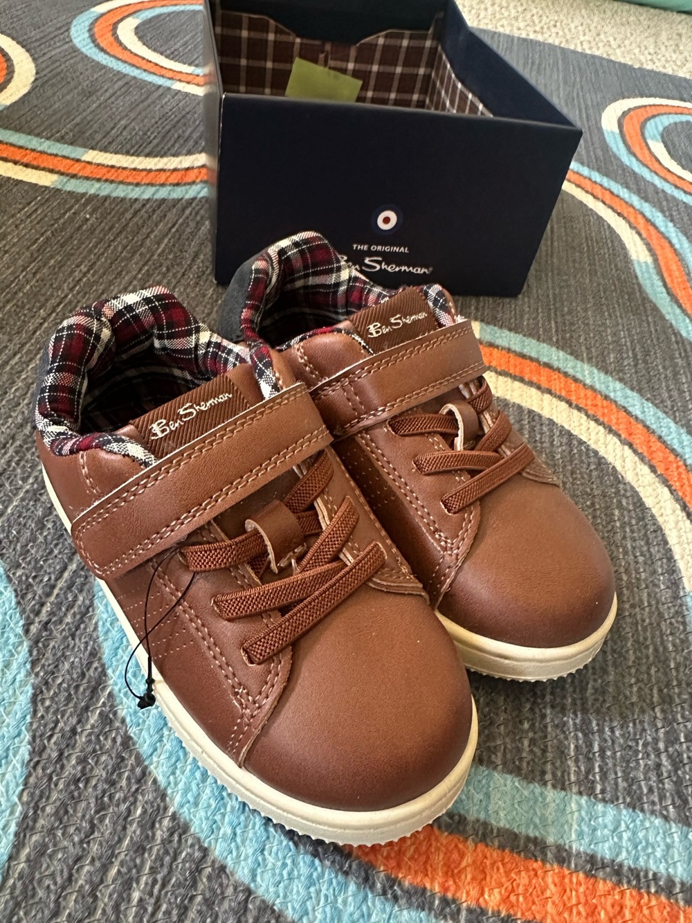 Ben Sherman Brown Kids Sneakers with Plaid Lining